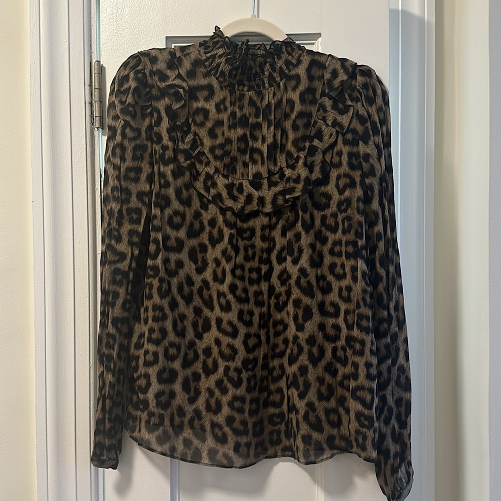 ba&sh Leopard Blouse (Size 2 - US Equivalent 6/8 or Medium)